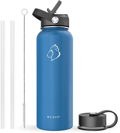 Skorter | BUZIO Insulated Water Bottle with Straw Lid and Flex Cap, 32oz, 40oz, 64oz, 87oz Modern Double Vacuum Stainless Steel Water Bottle, Cold for 48 Hours Hot for 24 Hours Easy Thermos Mug, BPA-Free
