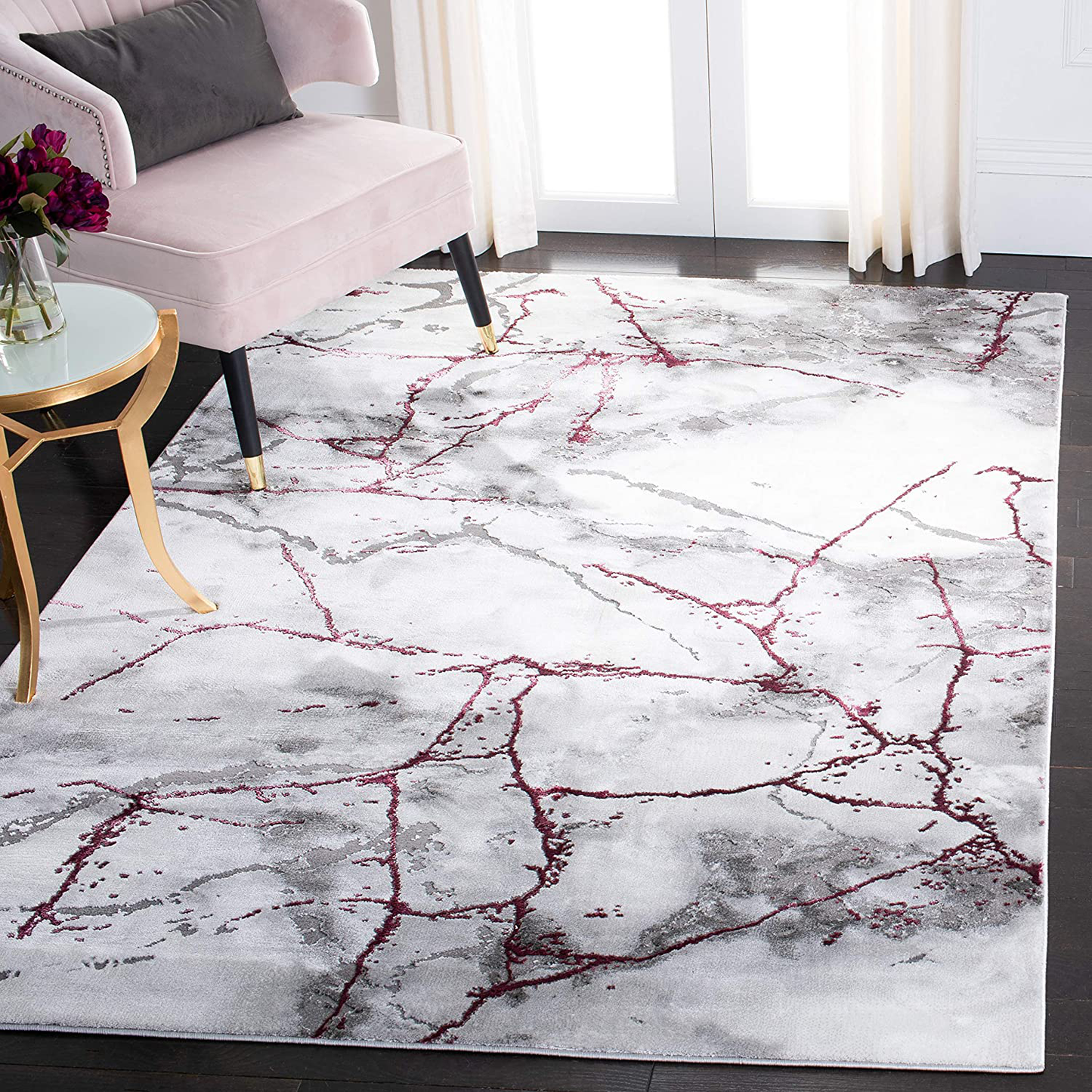 Skørter | Safavieh Craft Collection CFT877S Modern Abstract Non-Shedding Living Room Bedroom Accent Area Rug, 4' x 6', Gray / Wine