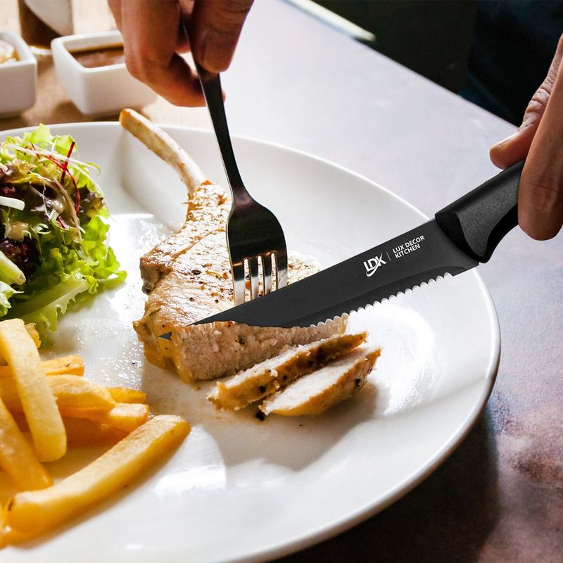 Skorter | 15-piece Kitchen Knife Set - High Carbon Stainless Steel, Non-Stick Coating, Rust Resistant, Ergonomic Handles