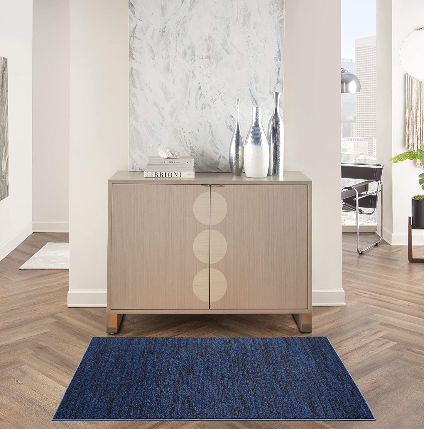 Skørter | Nourison Essentials Solid Contemporary Midnight Blue 3' X 5' area rug, 3' X 5'