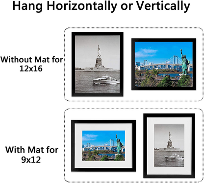 Skørter | ENJOYBASICS 16x20 Picture Frame Black Poster Frame, Display Pictures 11x14 with Mat or 16x20 Without Mat, Wall Gallery Photo Frames, 2 Pack