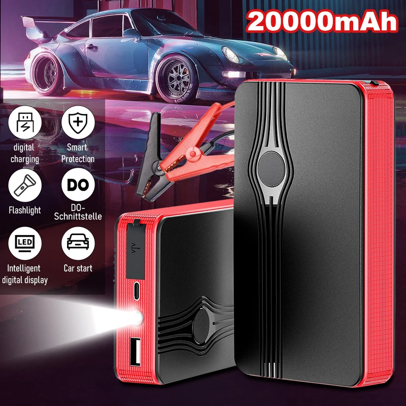 Skorter | Car Start Assistance Battery Booster Power Pack, 300A Sharp 20000Mah Battery with LED Light