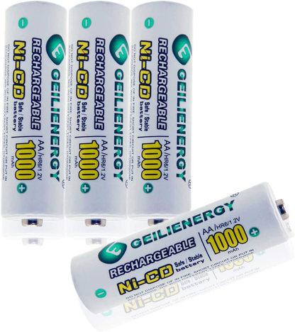 Skorter | GEILIENERGY Solar Light AA Ni-CD 1000mAh Rechargeable Batteries, AA Rechargeable Batteries for Solar Lights (Pack of 12)
