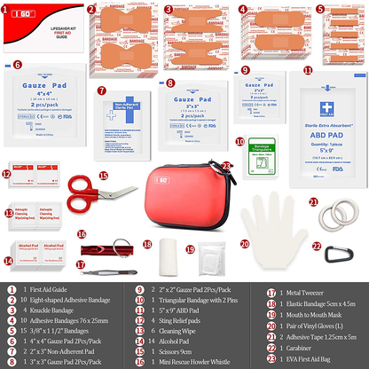 Skørter | I GO 85 Pieces Hard Shell Mini Compact First Aid Kit, Small Personal Emergency Survival Kit for Travel Hiking Camping Backpacking Marine Vehicle