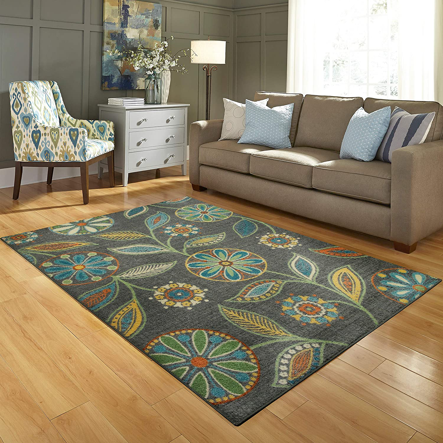 Skørter | Maples Rugs Reggie Floral Runner Rug Non Slip Hallway Entry Carpet [Made in USA], 1'8 x 5, Beige