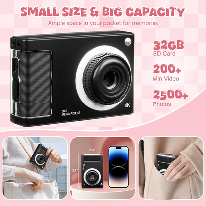 Skorter | 1080P Kids Camera with 32GB Card, 48MP 8X Zoom Digital Point-and-Shoot Camera