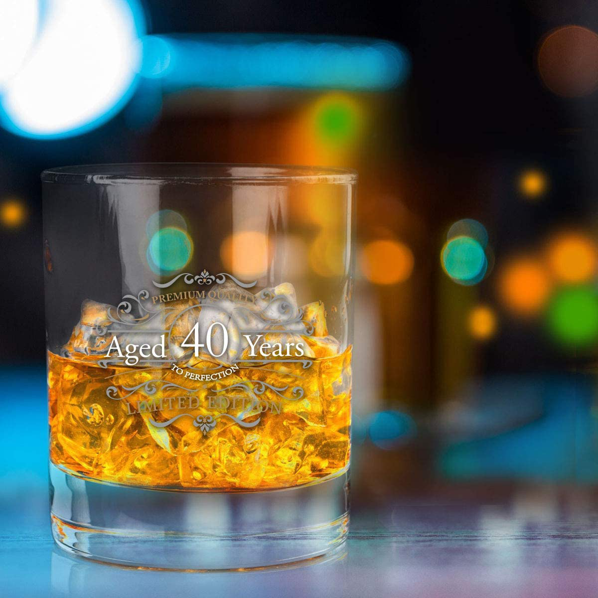 Skorter | 1981 Vintage Edition Birthday Whiskey Scotch Glass (40th Anniversary) 11 oz- Vintage Congratulations on your birthday Old Fashioned Whiskey Glasses for 40-year-old- Classic Lowball Rocks Glass- Birthday, Reunion Gift