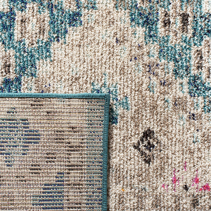 Skørter | Safavieh Madison Collection MAD418N Boho Diamond Distressed Non-Shedding Dining Room Entrance Hall Living Room Bedroom Area Rug, 5' x 5' Round, Dark Blue / Yellow