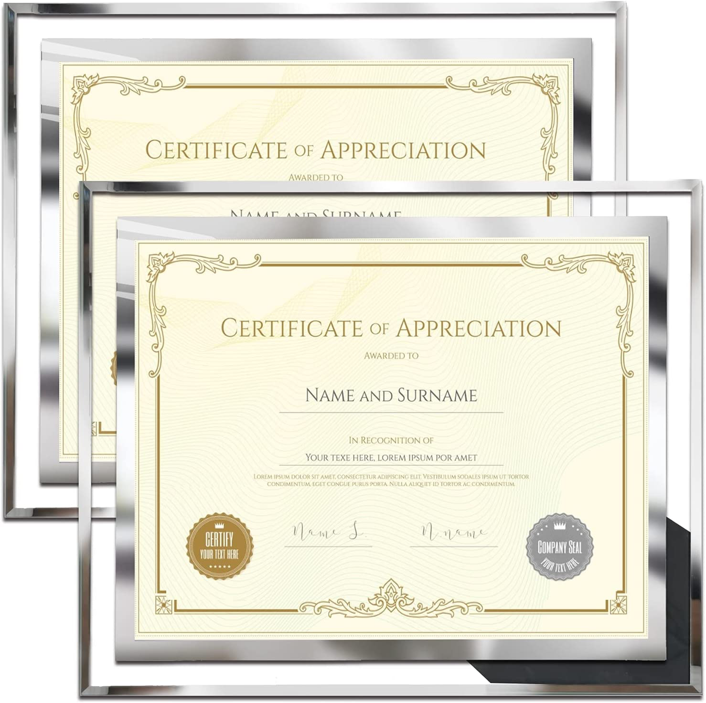Skørter | 8.5 x 11 Certificate Document Frame Packs 4 Diploma Glass Picture Frames for Tabletop