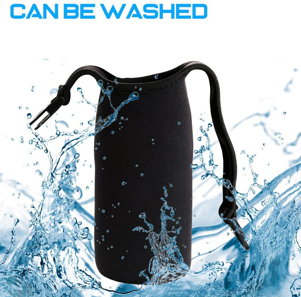 Skorter | DanziX 4 Pack Water Bottle Carrier, Neoprene Sleeve Water Bottle Cup Carrier Bag with Carry Handle, Fits All 16oz-21oz Portable Sport Water Bottle - Black, Blue, Pink, Purple