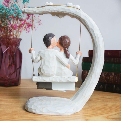 Skørter | Romantic couple figurines in love, 9 inch hand-painted sweet loving together couple sculpture to commemorate beautiful moments - Best gift for Valentine's Day, anniversary, wedding