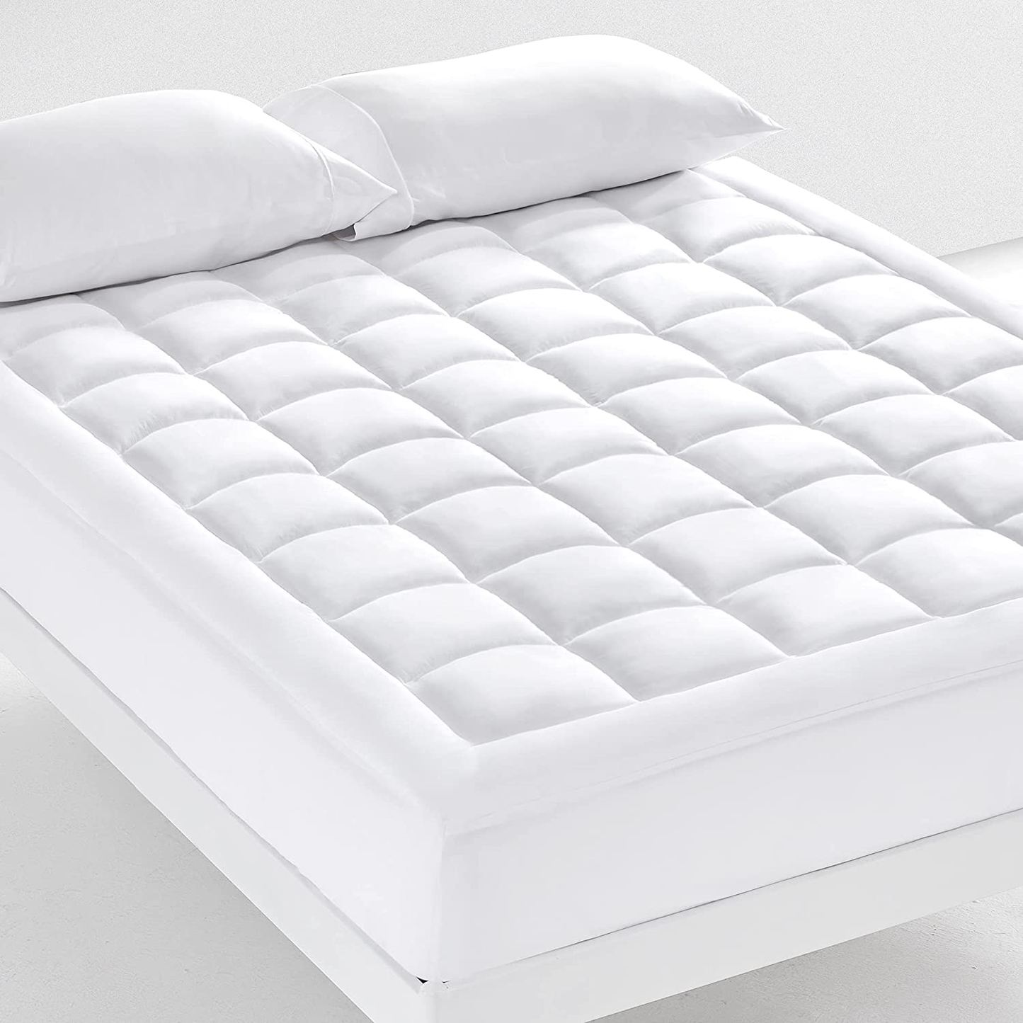 Skorter | SONIVE Quilted Mattress Protector Soft Fuzzy Pillow Top Mattress Protection Down Alternative Filling Tops Stretch Up to 21 Inch Deep Pocket (White, Twin)