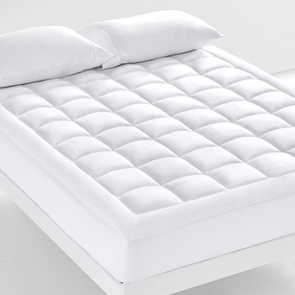 Skorter | SONIVE Quilted Mattress Protector Soft Fuzzy Pillow Top Mattress Protection Down Alternative Filling Tops Stretch Up to 21 Inch Deep Pocket (White, Twin)