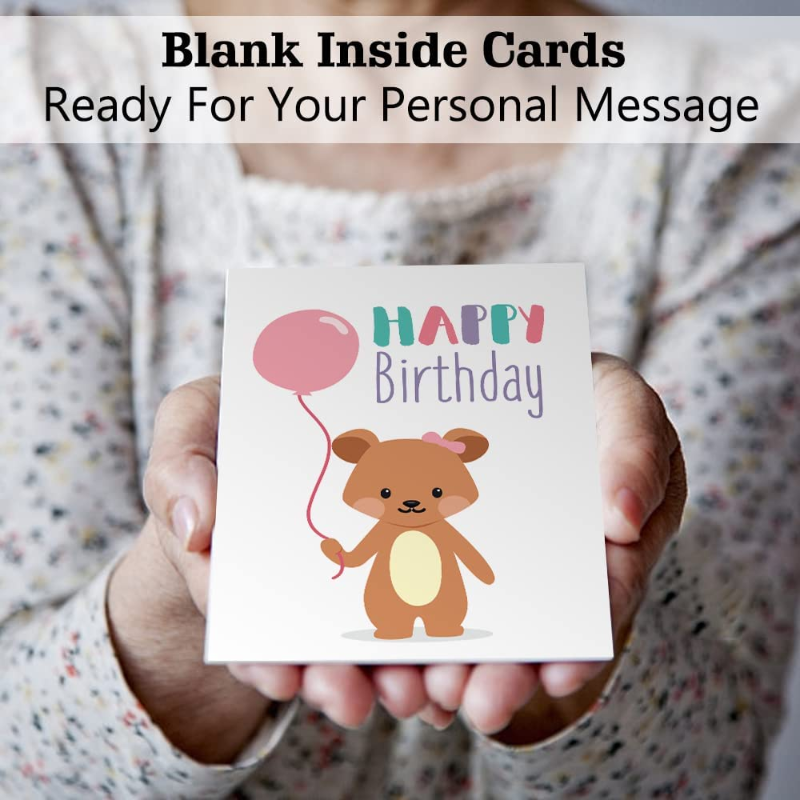 Skørter | 80 Pack Assorted Birthday Cards with 80 Blank Envelopes, 84 Stickers & 3 Washi Tape Rolls