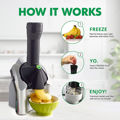 Skørter | Dairy-Free Frozen Fruit Soft Serve Machine, Includes 36 Recipes, 200-Watt