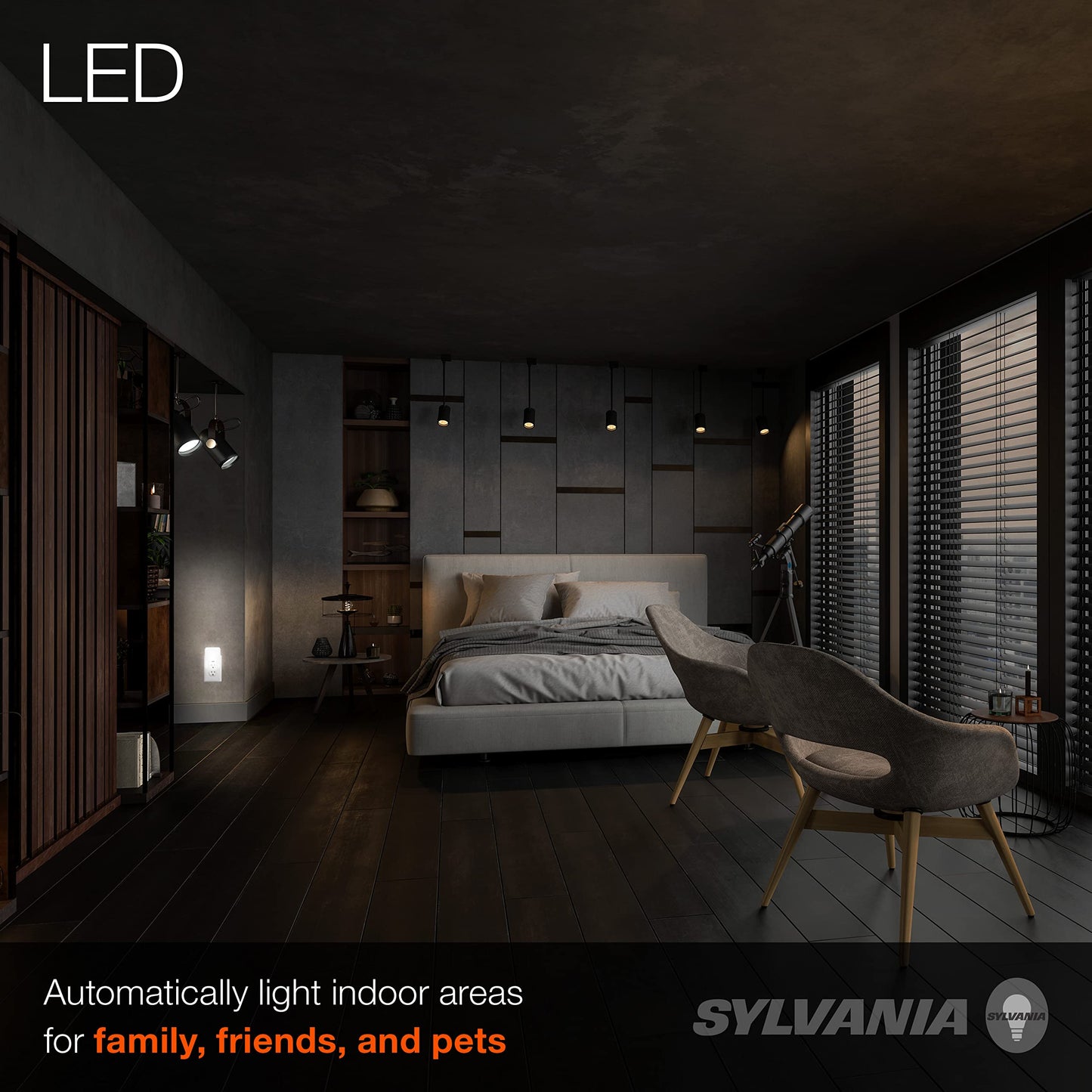 Skorter | Sylvania Led Night Light With Usb Port, 3-Color Options, 3000K, 5 Lumen, Cold White