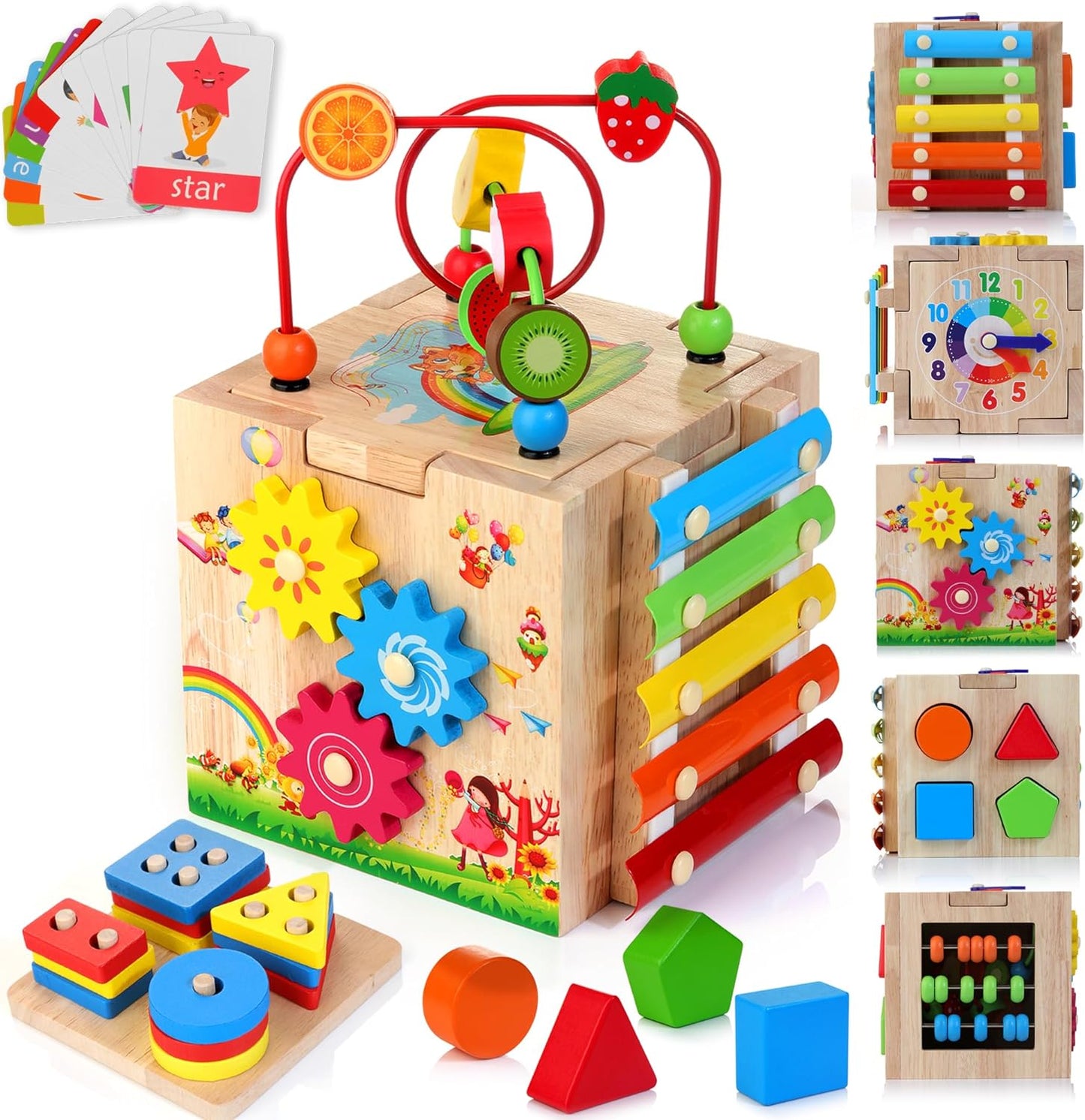 Skorter | EduCube 8-in-1 – Montessori Wooden Learning Toy for Toddlers (18+ Months)