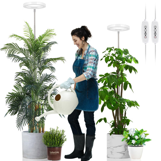 Skorter | Lordem Growth Light for Indoor Plants, 7.9" Full Spectrum LED Grow Light, Height Adjustable Grow Lamp with Auto Timer 4H/8H/12H, 6 Dimmable Levels, Ideal for Indoor Large Tall Plants, 2 Packs