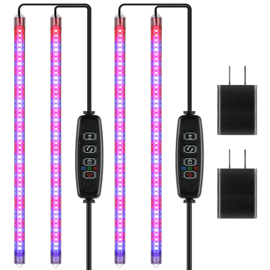 Skorter | Ipower 20W Led Grow Light Strips, Full Spectrum, 2 Tubes With Timer & Dimmable Levels, Red/