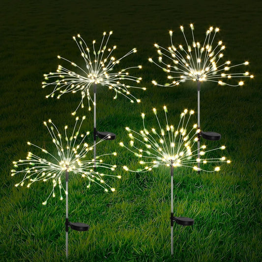 Skorter | 4 Piece Solar Firework Garden Lights - Weatherproof LED Decorative Lighting, Solar Energy for Garden and Patio