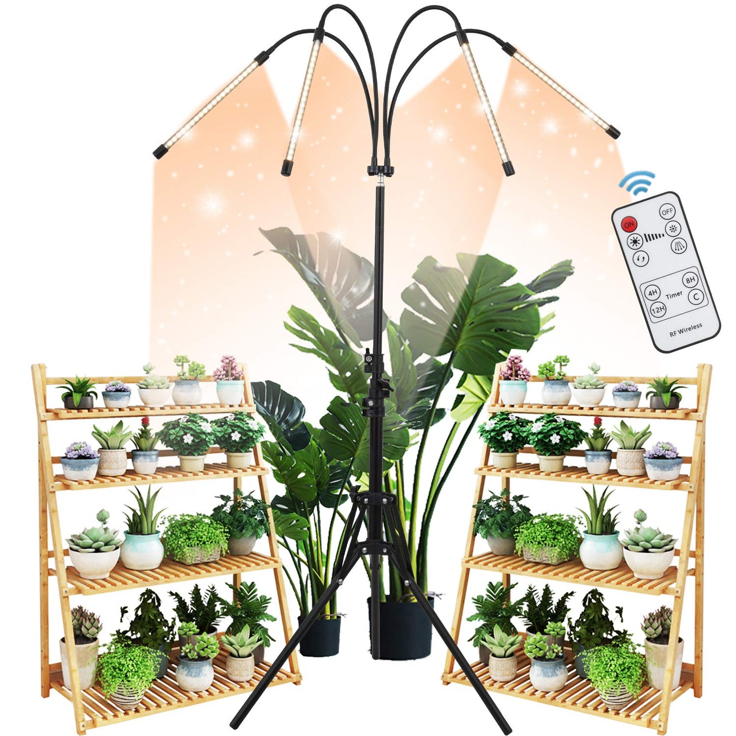 Skorter | LED plant growth light with stand, Wtintell LED growth light full spectrum for indoor plants, 10 dimmable levels, 3 modes timing, stand adjustable 15-72 inches.