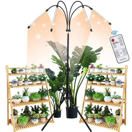 Skorter | LED plant growth light with stand, Wtintell LED growth light full spectrum for indoor plants, 10 dimmable levels, 3 modes timing, stand adjustable 15-72 inches.