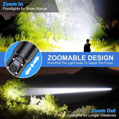 Skorter | 100,000 Lumen Rechargeable LED Flashlight | Waterproof, Impact-Resistant & Ideal for Hiking, Emergencies & Power Outages