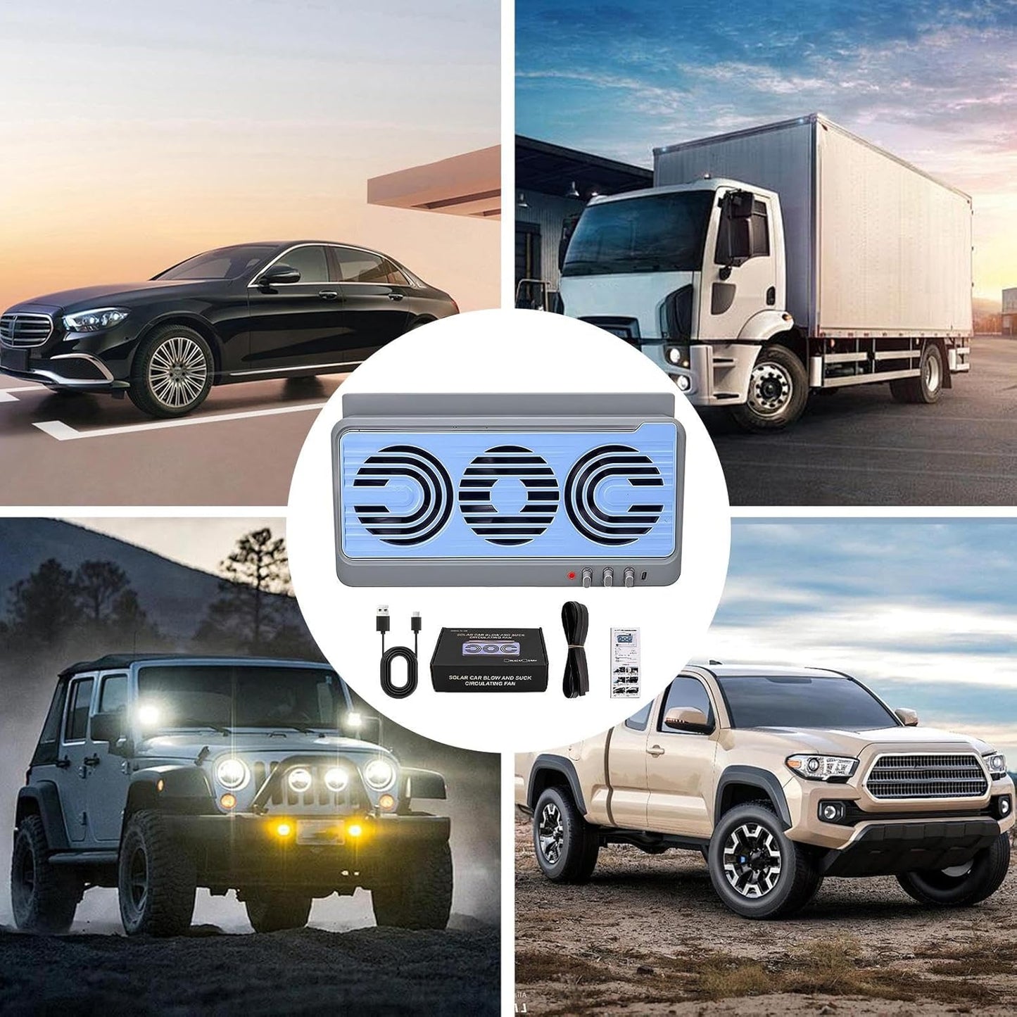 Skorter | Solar Car Window Fan – Dual Duct Ventilation Exhaust & Cooling Accessory – Aurovent