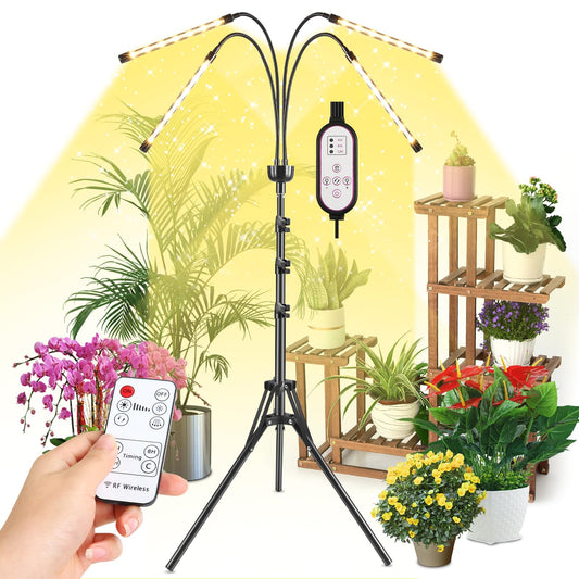 Skorter | Growth Light For Indoor Plants Full Spectrum With 15-63 Inch Adjustable Stand Plant Lamp With 4/8/12H Timer With Remote Control