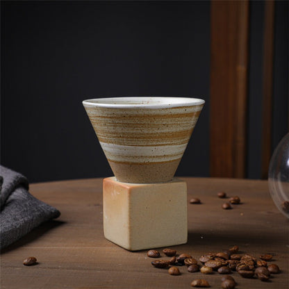skorter | Coarse Ceramic Coffee Cup with Base Cone-Shaped Couture Cup & Base Set
