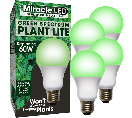 Skorter | Miracleled 11W A19 Green Led Grow Light Bulb, Omni-Directional, 4-Pack