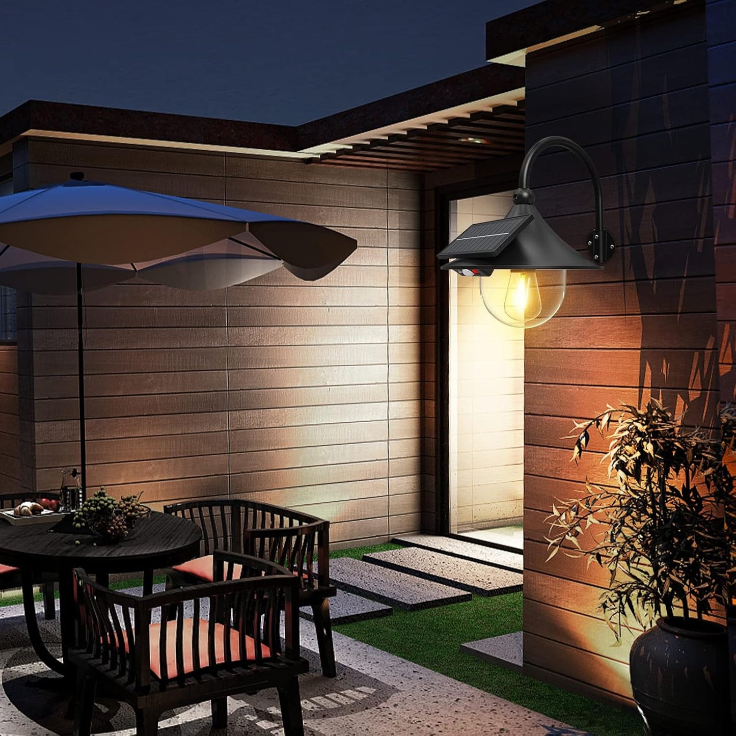 Skorter | Solar Motion Barn Wall Lights with 3 Modes & Gooseneck Design (2 Pack) – Halden