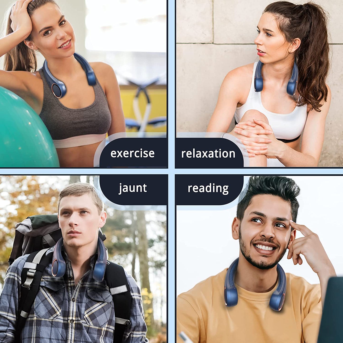 Skorter | Portable bladeless neck fan, 4000mAh, USB charging, 360° surrounding air outlet, three-speed adjustment, silent, 3 seconds quick cooling, good helper in summer