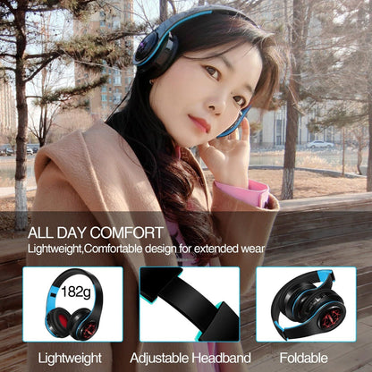 Skorter | Over-Ear v5.3 Bluetooth Headphones - Stereo & LED Light