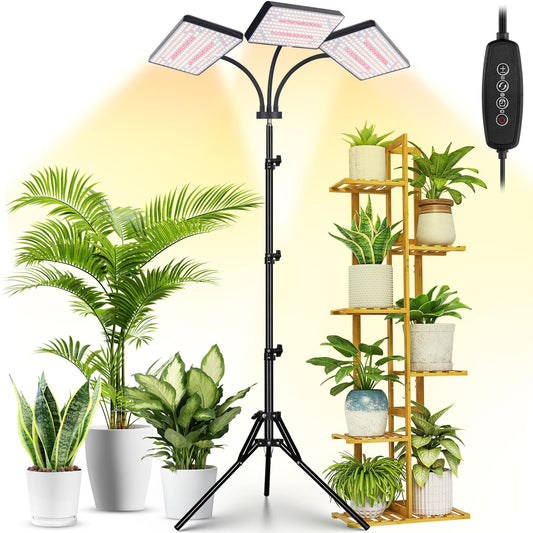 Skorter | 2024 Lbw Grow Light For Indoor Plants With Tripod, 642 Leds Full Spectrum Standing Plant Light, Tall Floor Plant Lamp With 3/6/12H Timer, 6 Brightness Levels, 3 Modes, 63 "&quot; Adjustable Tripod