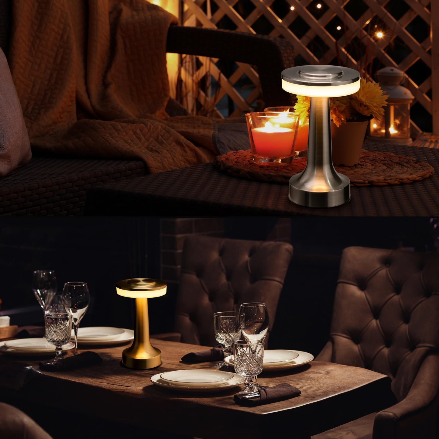 Skorter | O'Bright Portable Led Table Lamp, Touch Sensor, 3 Brightness Levels, Rechargeable Night Light - Matte Black