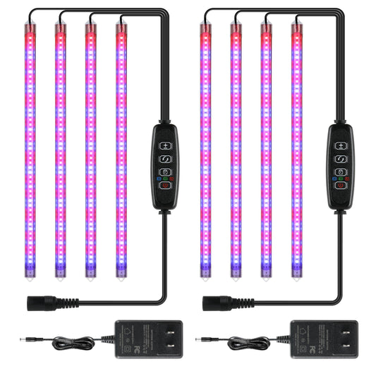 Skorter | Ipower 20W Led Grow Light Strips - Full Spectrum, Automatic Timer, 4 Tubes For Hydroponics & Succulent Plant
