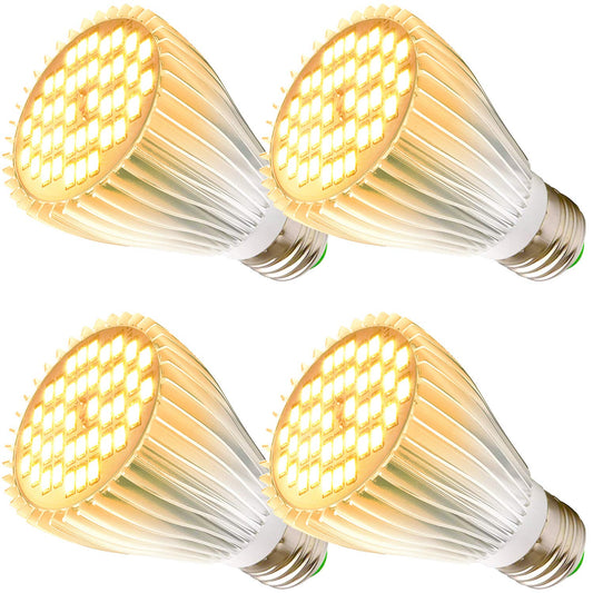 Skorter | Milyn 4 Pack Led Grow Light Bulb, 30W Full Spectrum Plant Light Bulb Warm Led Grow Light Sources For Indoor Plants Vegetables, Flowers, Houseplants And Seedlings, E26 Bulb For Greenhouse, Garden, Hydroponics