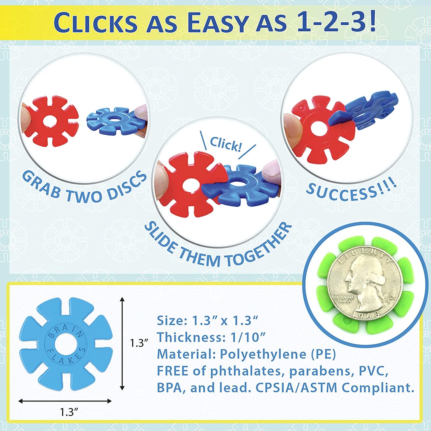 Skørter | Brain Flakes 500 Piece Connector Set - A Creative and Educational Alternative to Building Blocks - Tested for Children's Safety - A Great Stem Toy for Both Boys and Girls