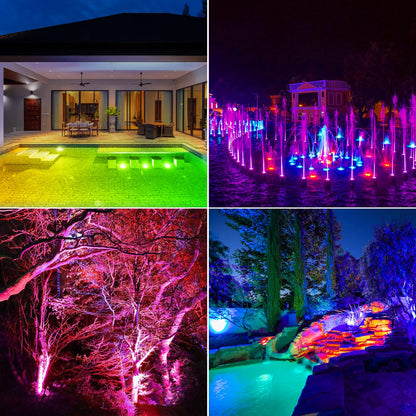 Skorter | T-Sun Rgb Led Underwater Pond Lights, Ip68 Waterproof, Bluetooth App, Set To 5