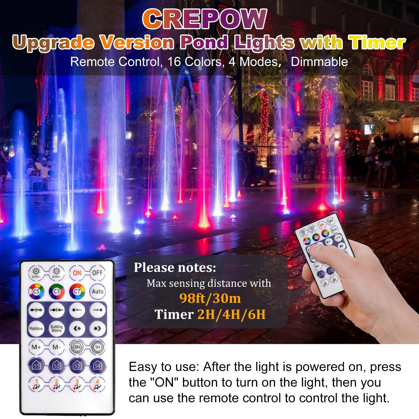 Skorter | Crepow Rgb Landscape Lights With Timer, Ip68 Waterproof Submersible Spotlights For Garden Pool (3-Pack)