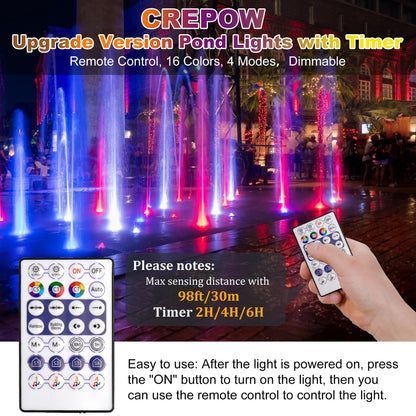 Skorter | Crepow Rgb Landscape Lights With Timer, Ip68 Waterproof Submersible Spotlights For Garden Pool (3-Pack)