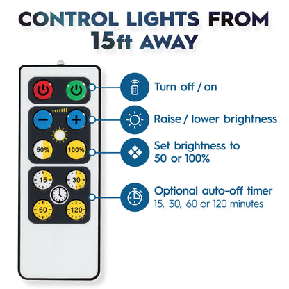 Skorter | Brilliant Evolution 4-Pack Wireless LED Under Cabinet Light Sources with Remote Control - 3000K Warm White