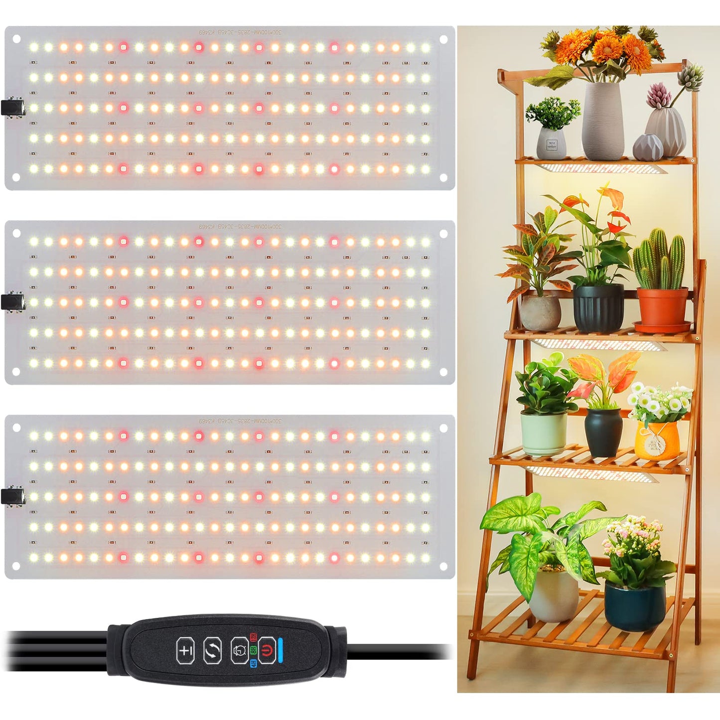 Skorter | Lbw Plant Growth Light, 405 Leds Full Spectrum Small Growth Lights For Indoor Plants, Growth Lamp With 4/8/12H Timer, 3 Light Sources, 10 Dimmable Levels, Plant Strip Light For Seedlings, Wall, Flowering, 3 Pack