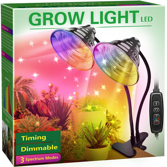Skorter | Briignite LED Grow Light For Indoor Plants, Full Spectrum, Dimmable, Automatic Timer, Double Heads