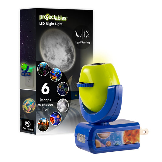 Skorter | Projectables Led Night Light - Automatic On/Off, Projects the Solar System & Wildlife, Green/Blue