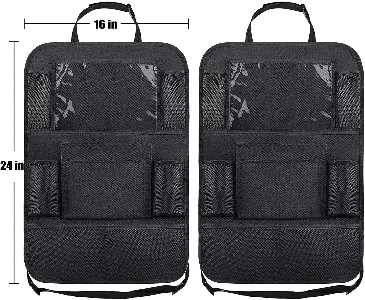 Skørter | ULEEKA Backseat Organizer with 10" Cup Holder, 9 Storage Pockets Backseat Protectors Kick Mats for Kids Toddlers, Travel Gear, Black, 2 Pack