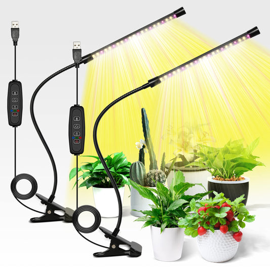Skorter | Ipower 21 Led Grow Light - Full Spectrum, Adjustable Goose Necks, 3 Modes, Automatic Timer, 2 Pack