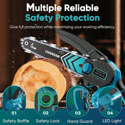 Skorter | Cordless Mini Chainsaw 6 Inch with LED Light & 21V Battery – TimberCut