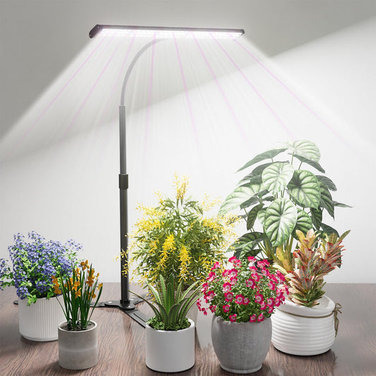 Skorter | Grow light for indoor plants, super light 6000K 108Leds full spectrum plant lamp with timer 4/8/12 hours & height adjustable for home office desk plants, 12V 3A high power output for faster growth